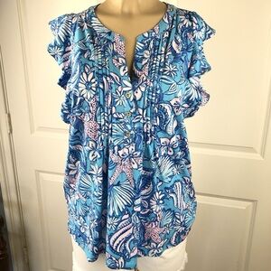 Lilly Pulitzer floral tunic top large NWT